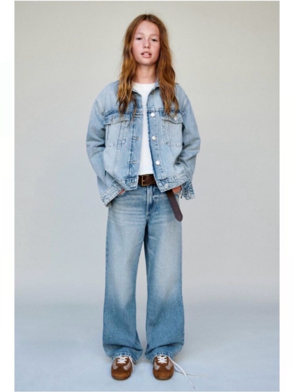 Zara Wide Leg Jeans Girls 13 14 Medium Wash Trendy Grunge Minimal Baggy Chic